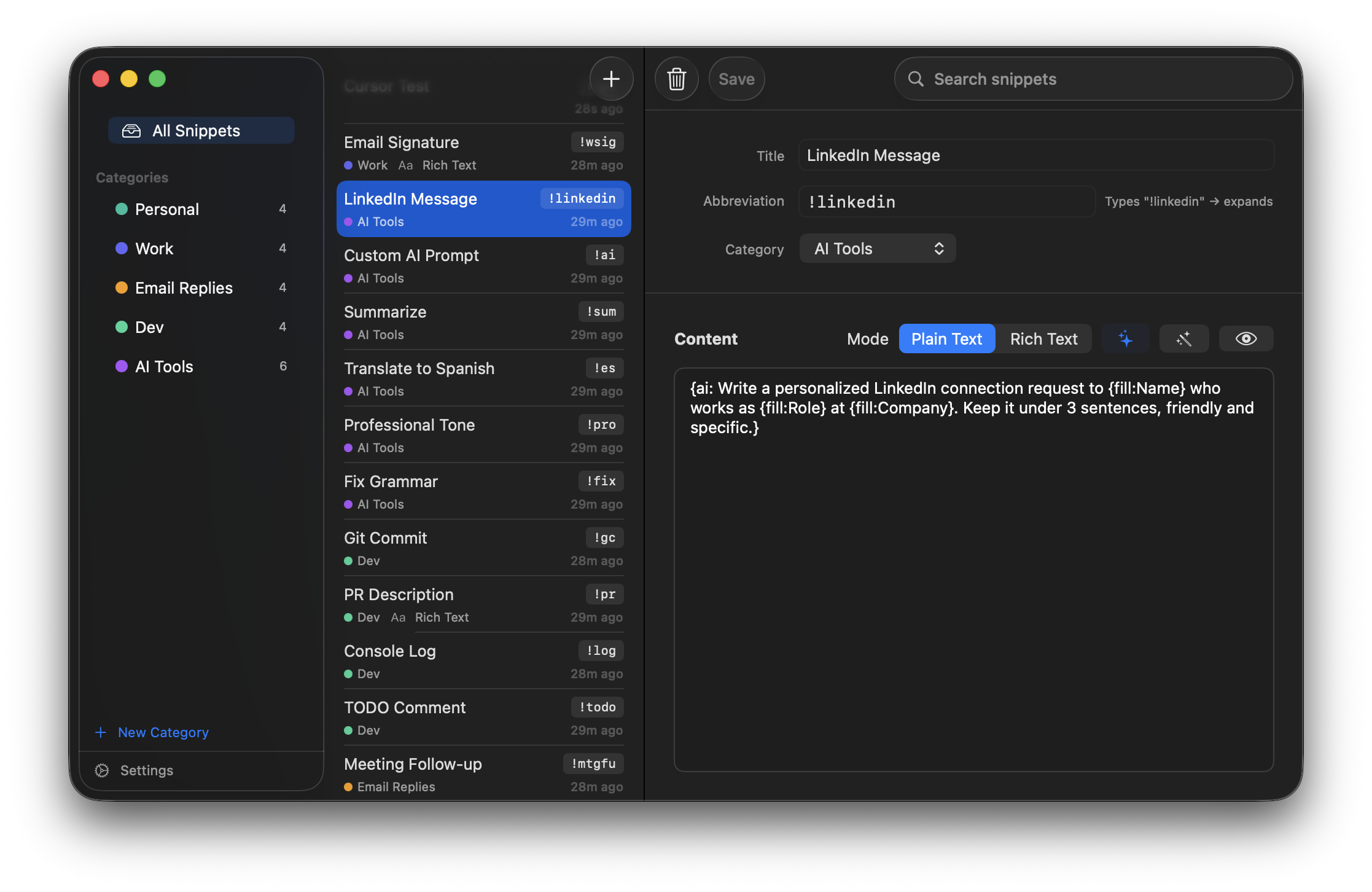 TypeShift main window